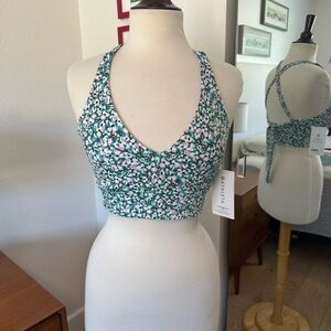 Athleta Green Floral Swim Top